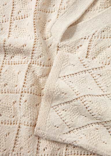 VANESSA Hålstickad tröja med krage - Beige 4 - Indiska