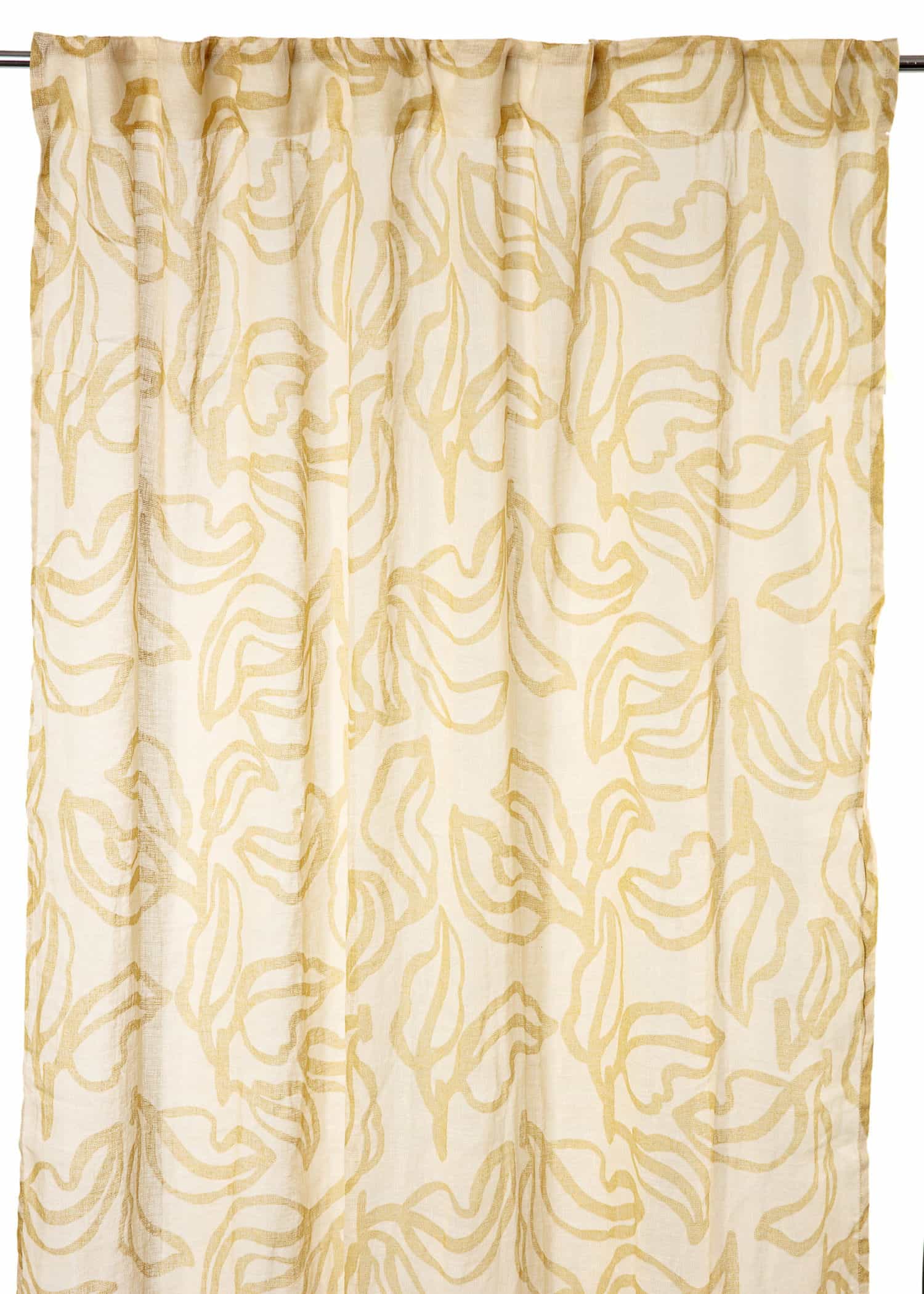 Lin Mønstret lingardin 300 x 120 cm - Grønn 1 - Indiska