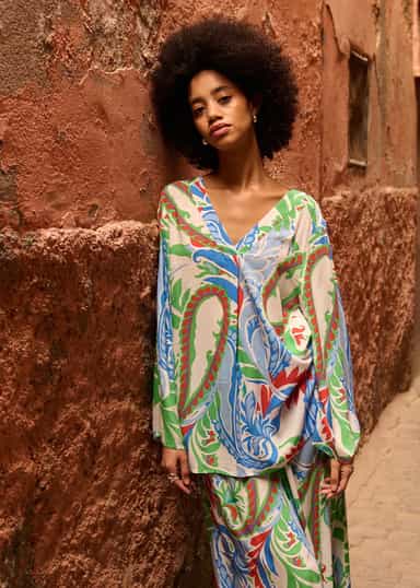ROBYN Paisley-mønstret bluse - Multi 2 - Indiska