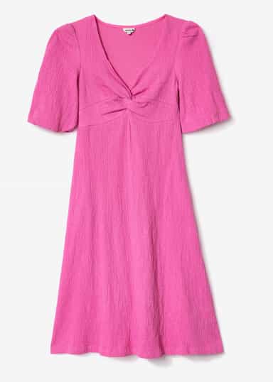 TIMEA Rosa klänning med puffärm - Rosa 1 - Indiska