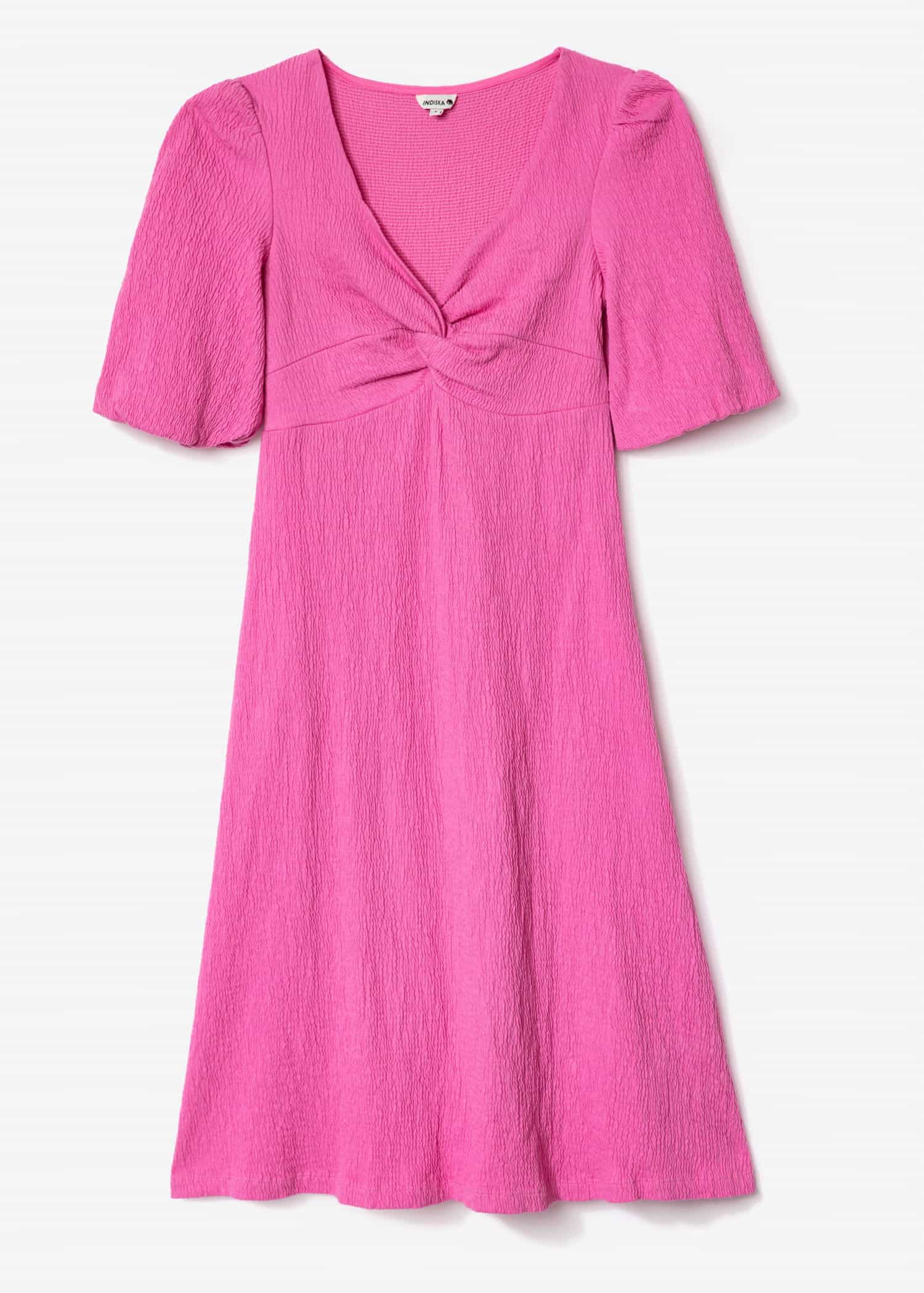 TIMEA Rosa klänning med puffärm - Rosa 1 - Indiska