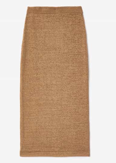 NICOLETTA Lång stickad kjol - Beige 1 - Indiska