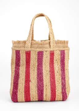 STRIPE JUTE BAG - PINK