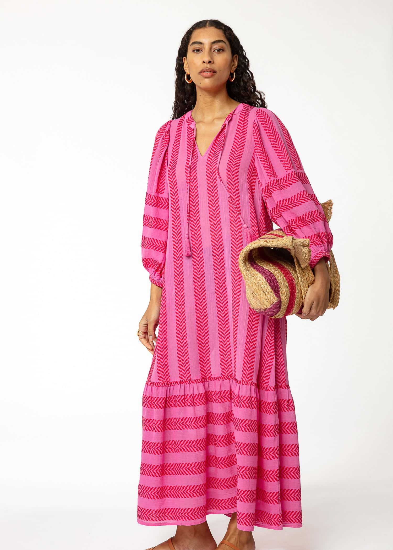 STRIPE Stripete jutepose  - Rosa 4 - Indiska