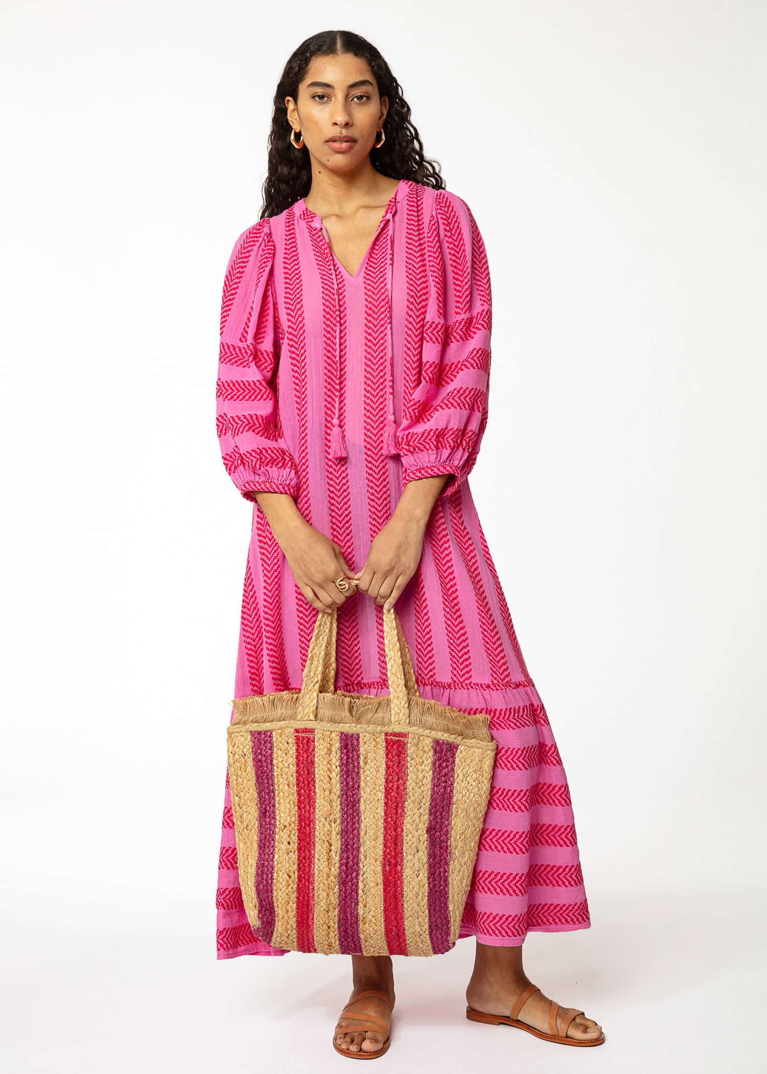 STRIPE Stripete jutepose  - Rosa 5 - Indiska