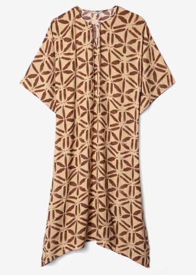 MERYEM Bred mønstret kaftan - Brun 1 - Indiska
