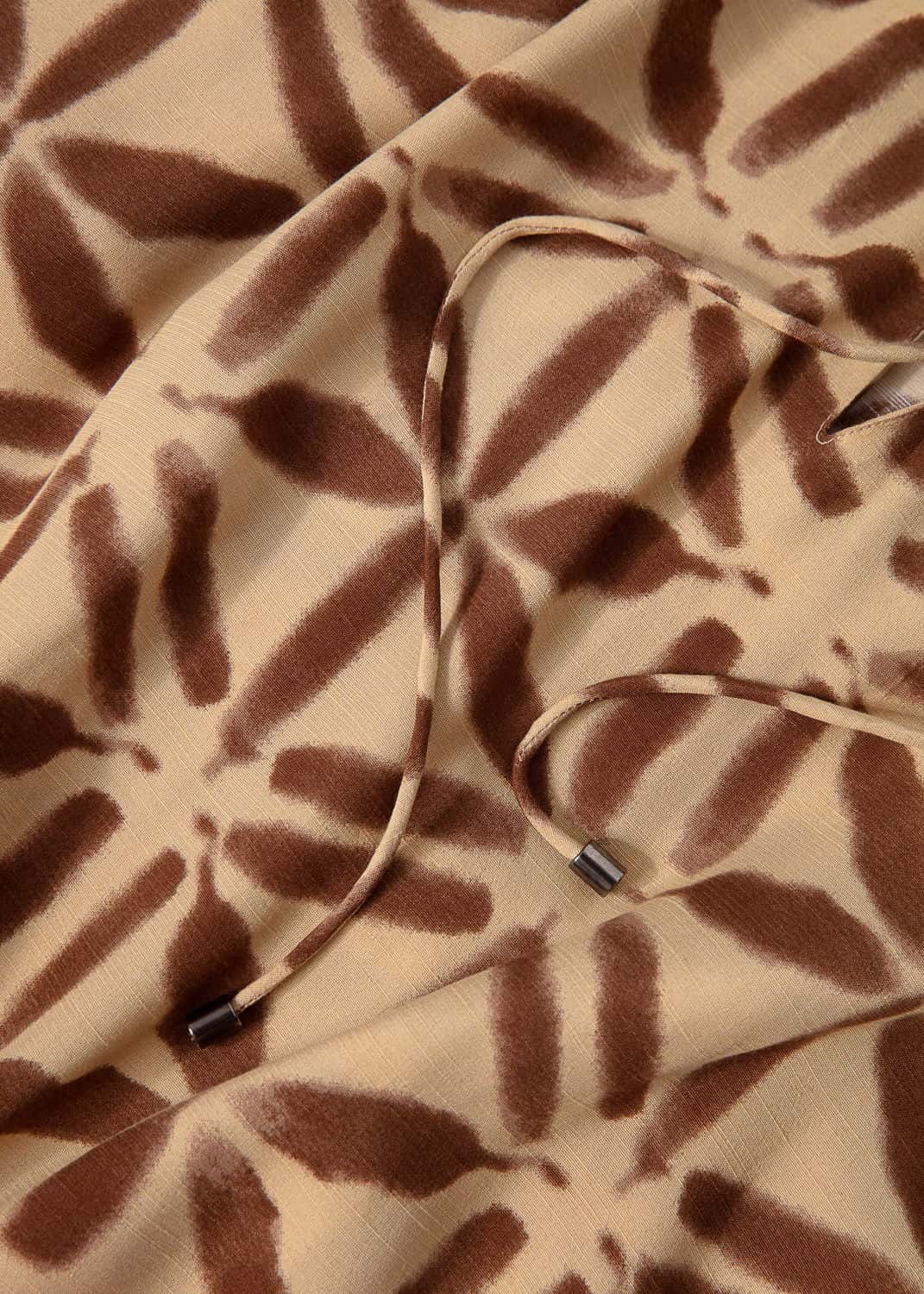 MERYEM Bred mønstret kaftan - Brun 3 - Indiska