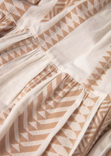 YOLANA Kort jaqcuard vevd tunika - Beige 2 - Indiska