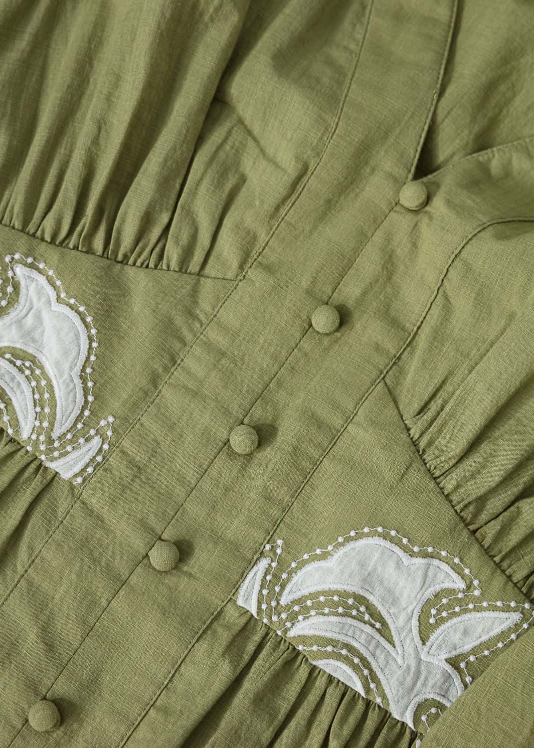 GRETA Grön broderad lång klänning - Grön 2 - Indiska