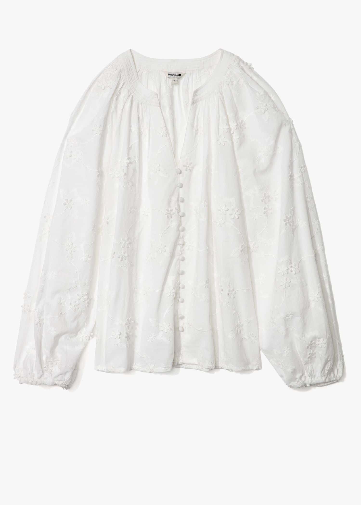 LIMA Brodert bomullsbluse - Hvit 4 - Indiska
