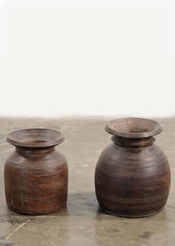 Wood Urn Vintage S - BROWN