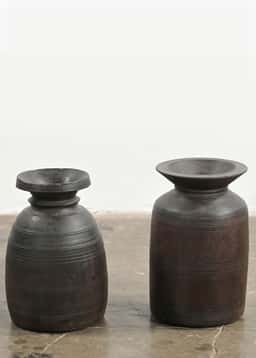 Wood Urn Vintage L - DKBROWN