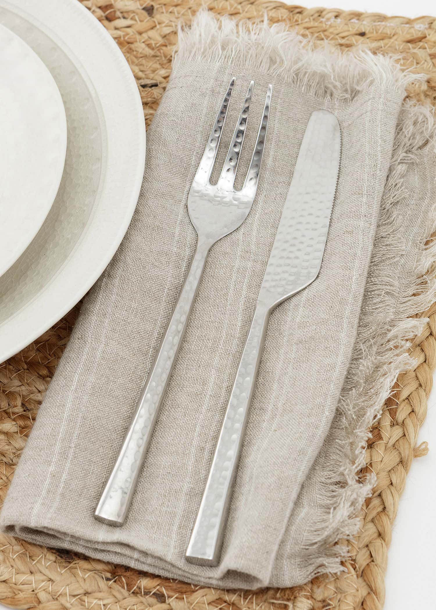 FRINGE 2-pakning av linservietter med frynser - Beige 4 - Indiska
