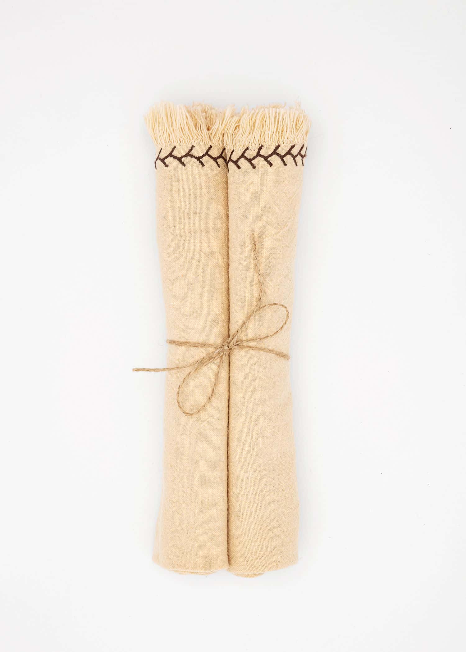 Lacy 2-pack broderade servetter - Brun 1 - Indiska