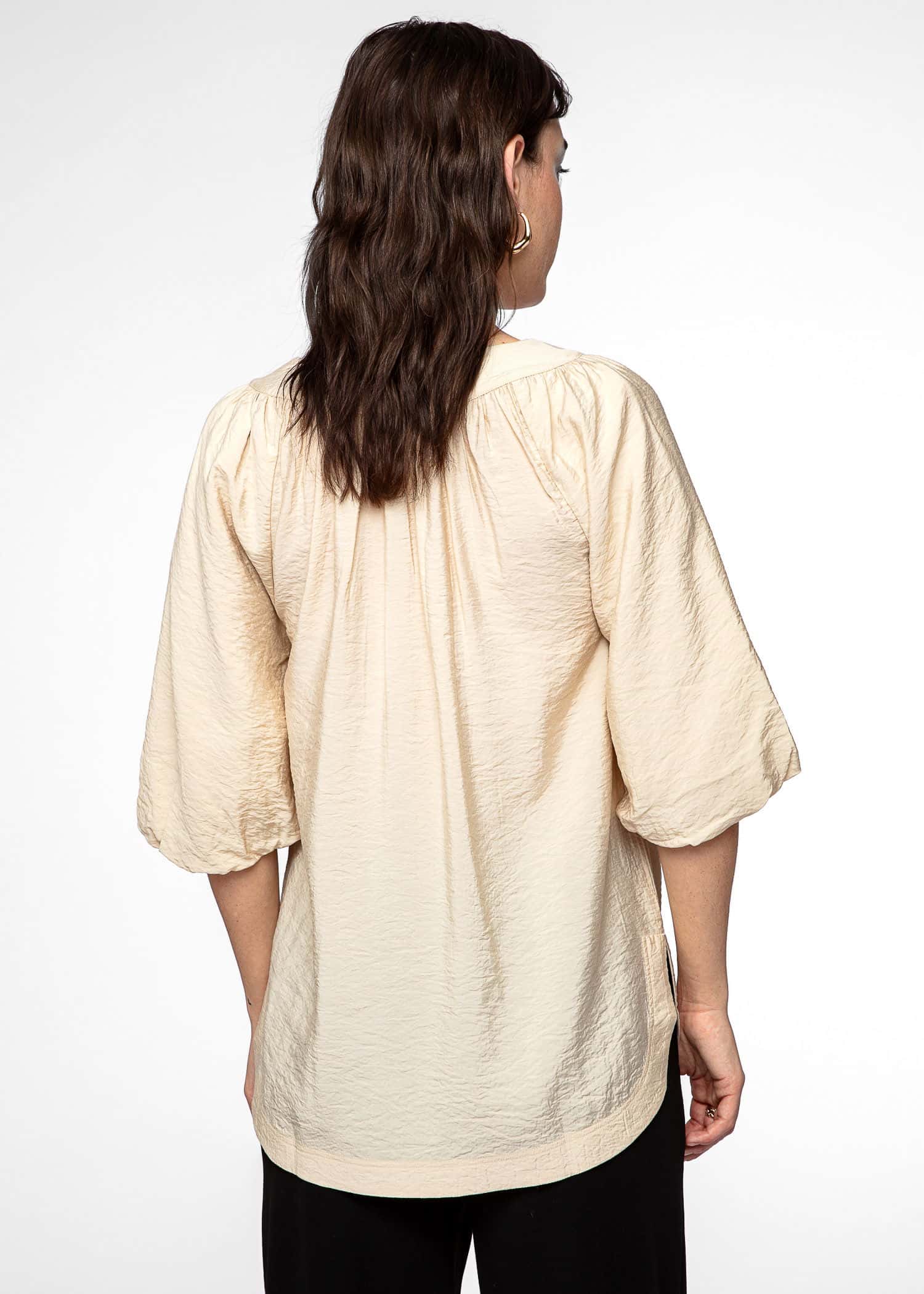 ALLEGRA Blus med puffärm - Beige 4 - Indiska