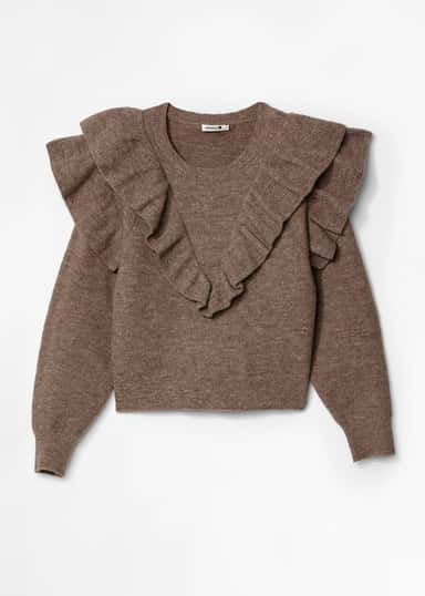 RUFFLE Beige röyhelöpusero - Beige 1 - Indiska