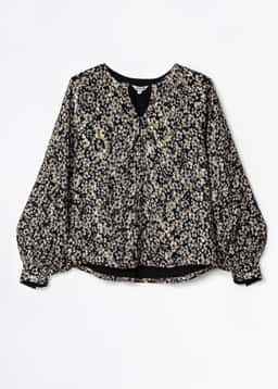 CORALIE LUREX BLOUSE  - Black