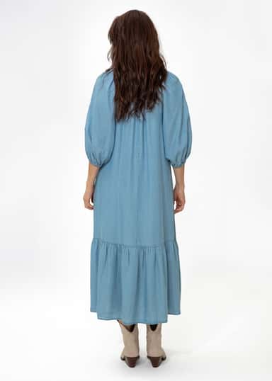 AVA Broderad tencel-klänning - Blå 3 - Indiska