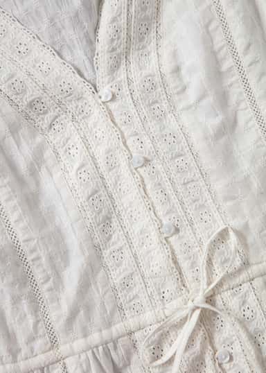 WINNIE Kohopilkullinen pitsipusero - Valkoinen 7 - Indiska