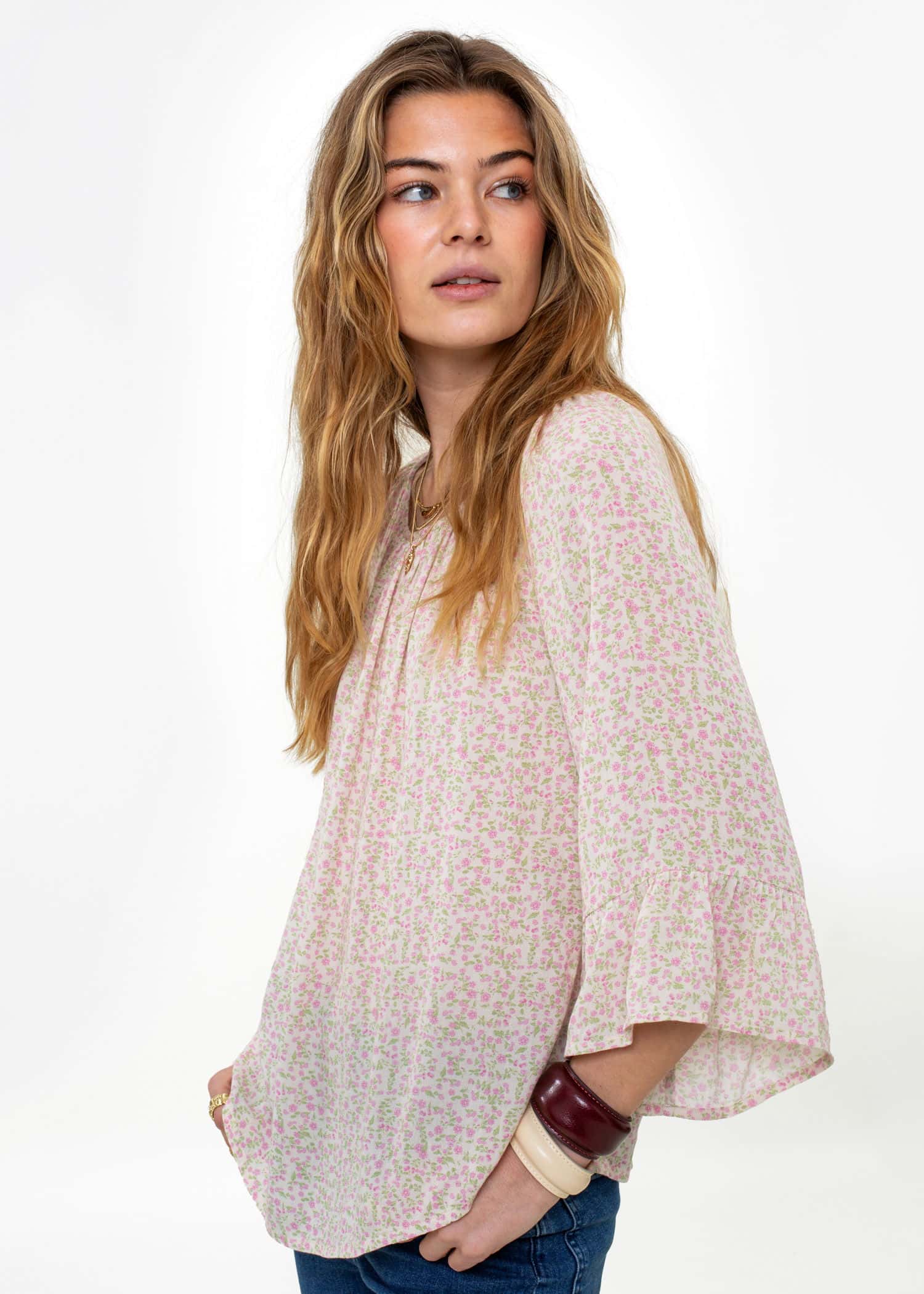 DOLLIE Mønstret bluse - Rosa 1 - Indiska