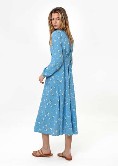 ZUDORA Kuviollinen pitkähihainen mekko - Sininen 6 - Indiska