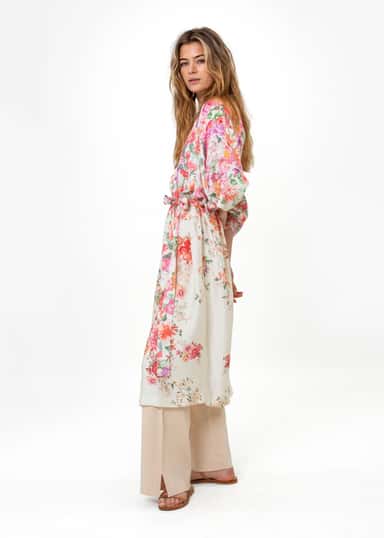 ASTRID Lang mønstret kimono - Rosa 3 - Indiska