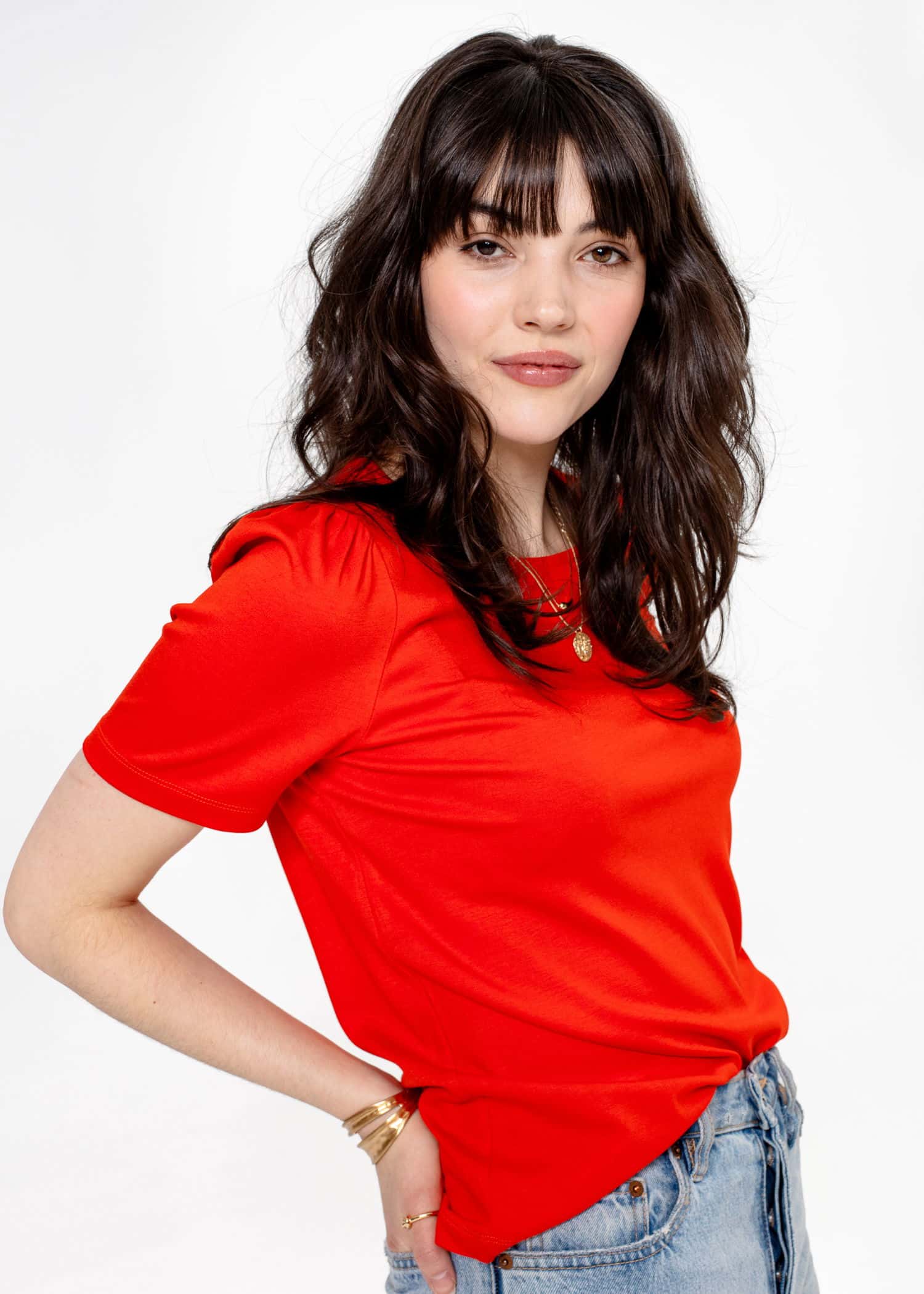 GWEN Röd t-shirt med puffärm - Röd 2 - Indiska