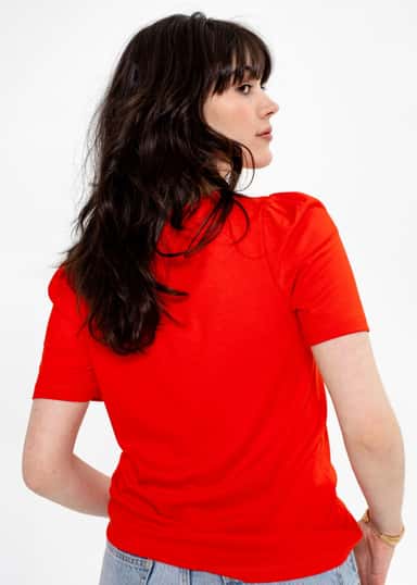 GWEN Röd t-shirt med puffärm - Röd 4 - Indiska