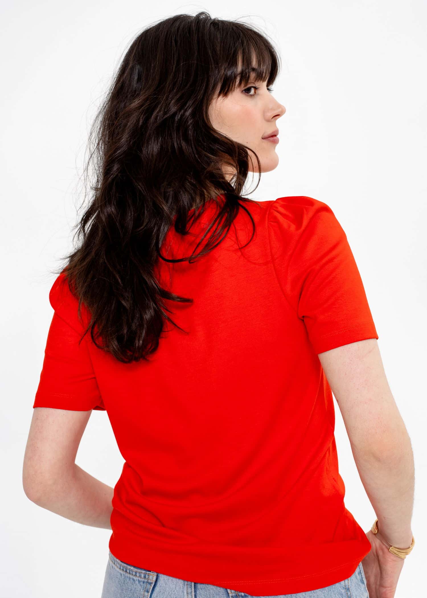 GWEN Röd t-shirt med puffärm - Röd 4 - Indiska