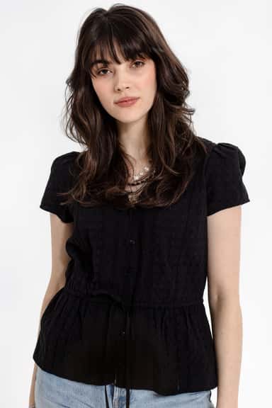 WINNIE Svart blus med spets - Svart 2 - Indiska