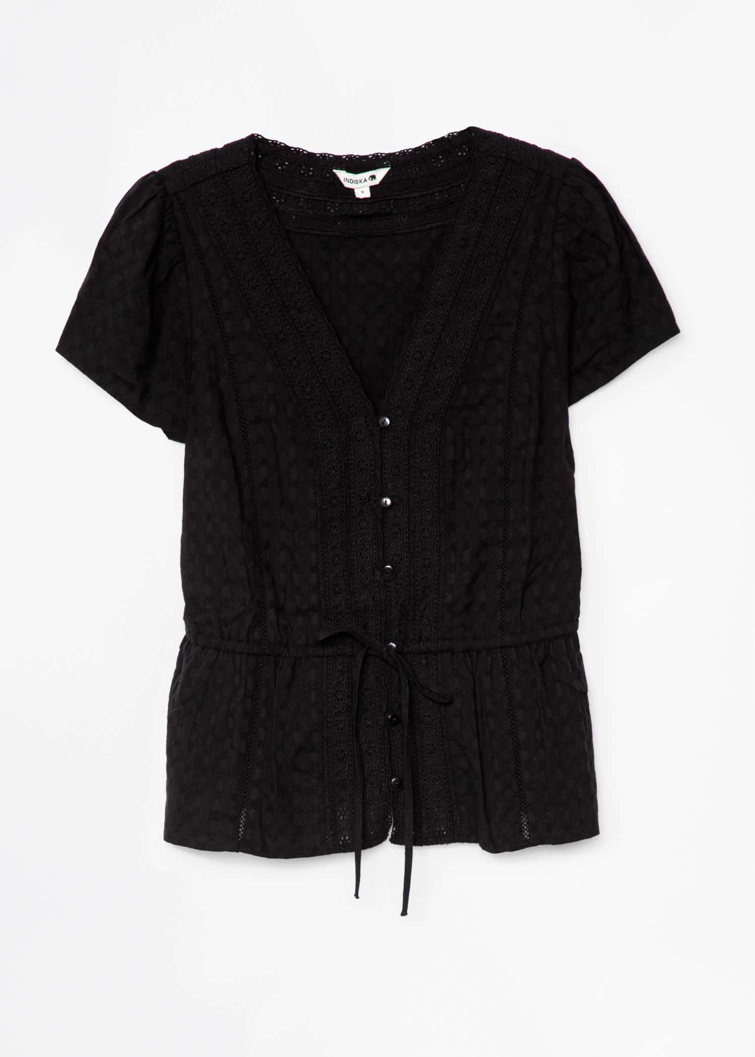 WINNIE Svart blus med spets - Svart 7 - Indiska