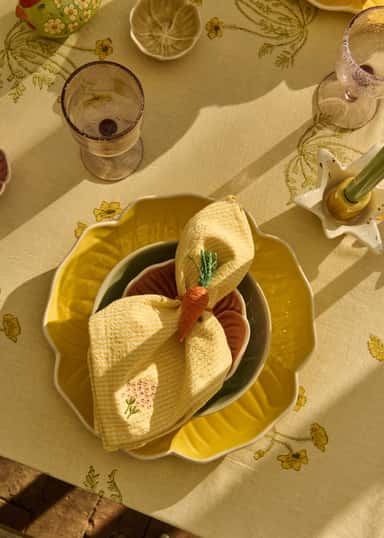 Tiny Brodert serviett 2-pakning - Gul 3 - Indiska