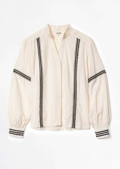 SARA Brodert bluse - Beige 5 - Indiska