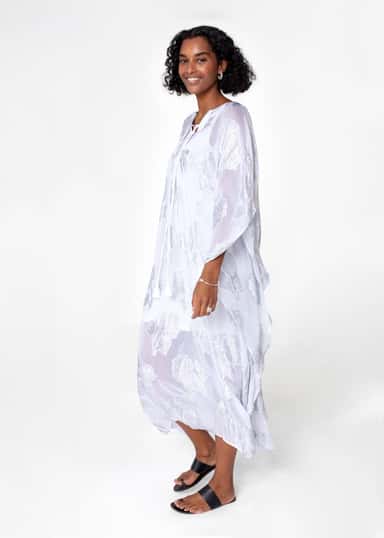 PARADISE Glittrig lång kaftan  - Vit 2 - Indiska