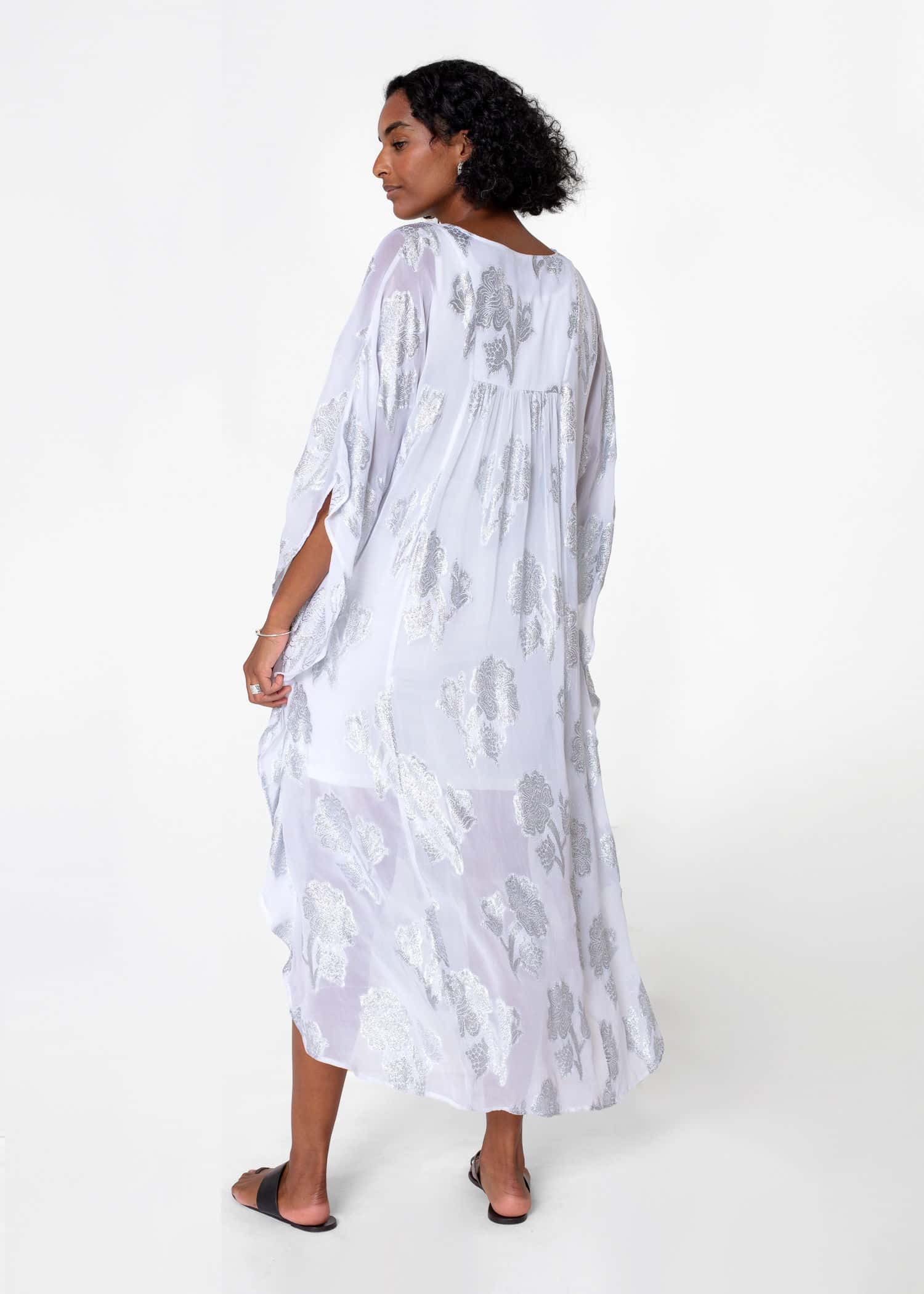 PARADISE Glittrig lång kaftan  - Vit 5 - Indiska