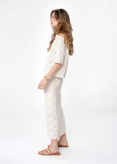 VANESSA Hålstickad kjol - Beige 4 - Indiska