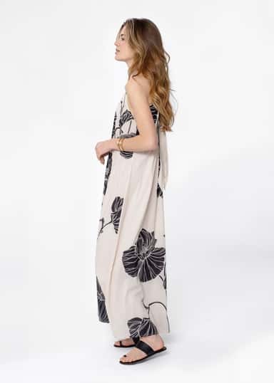 CAROLE Kuviollinen maksimekko - Beige 6 - Indiska