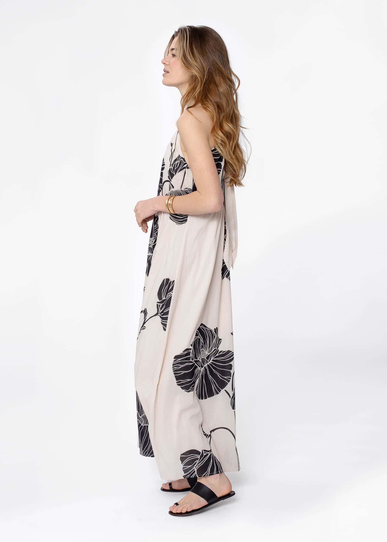 CAROLE Kuviollinen maksimekko - Beige 6 - Indiska