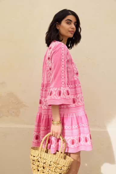 YOLANA Rosa jacquard-vävd tunika - Rosa 1 - Indiska