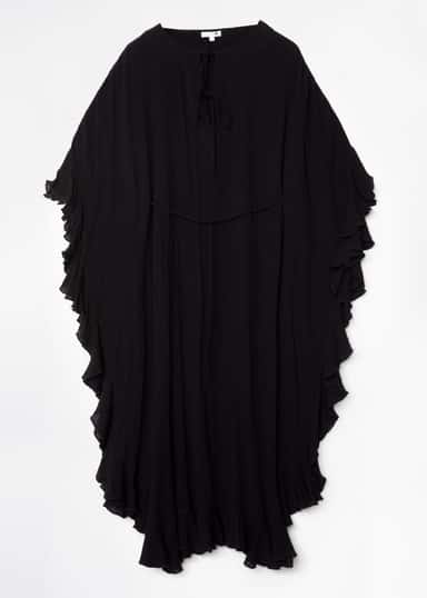 RUBY Svart kaftan med volang - Svart 7 - Indiska