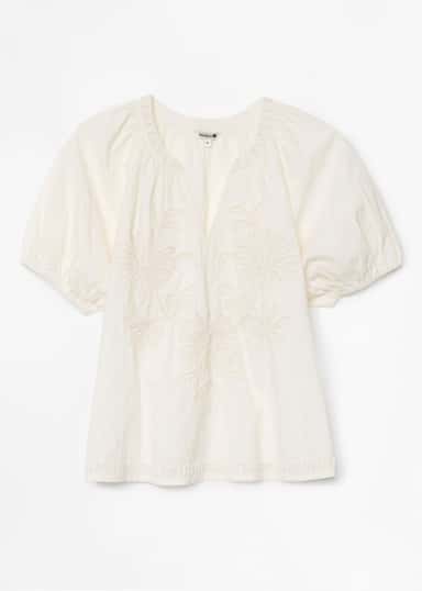 BILLIE Broderad blus med puffärm - Vit 5 - Indiska