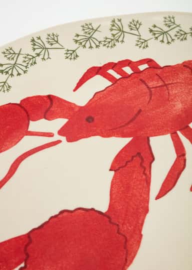 CRAWFISH Handmålat serveringsfat, kräfta - Röd 3 - Indiska