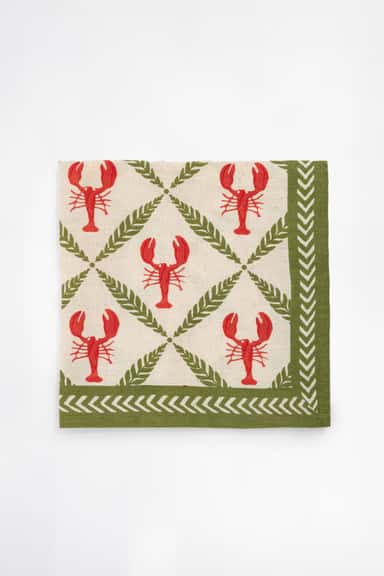 Crawfish 2-pack handtryckta servetter - Vit 2 - Indiska