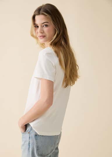 Amanda Mönstrad t-shirt - Vit 4 - Indiska