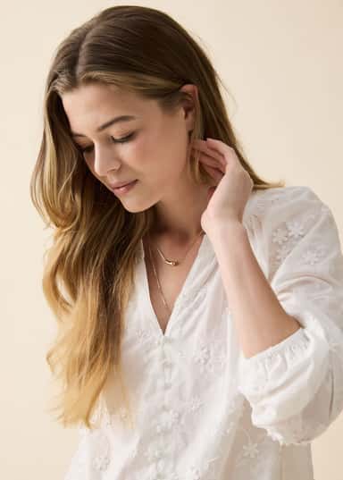 LIMA Brodert bomullsbluse - Hvit 2 - Indiska
