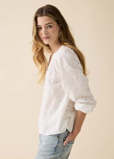 LIMA Brodert bomullsbluse - Hvit 3 - Indiska