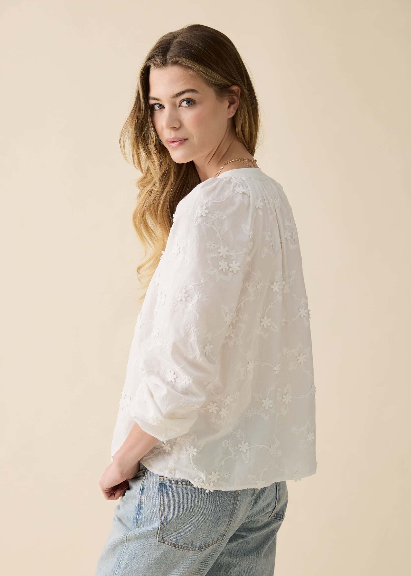 LIMA Brodert bomullsbluse - Hvit 7 - Indiska