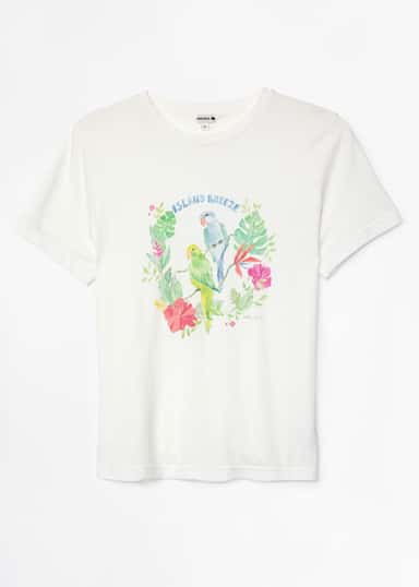 Amanda Mönstrad t-shirt - Vit 5 - Indiska