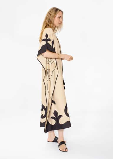 GARBO Pitkä kuviollinen kaftaani - Beige 5 - Indiska