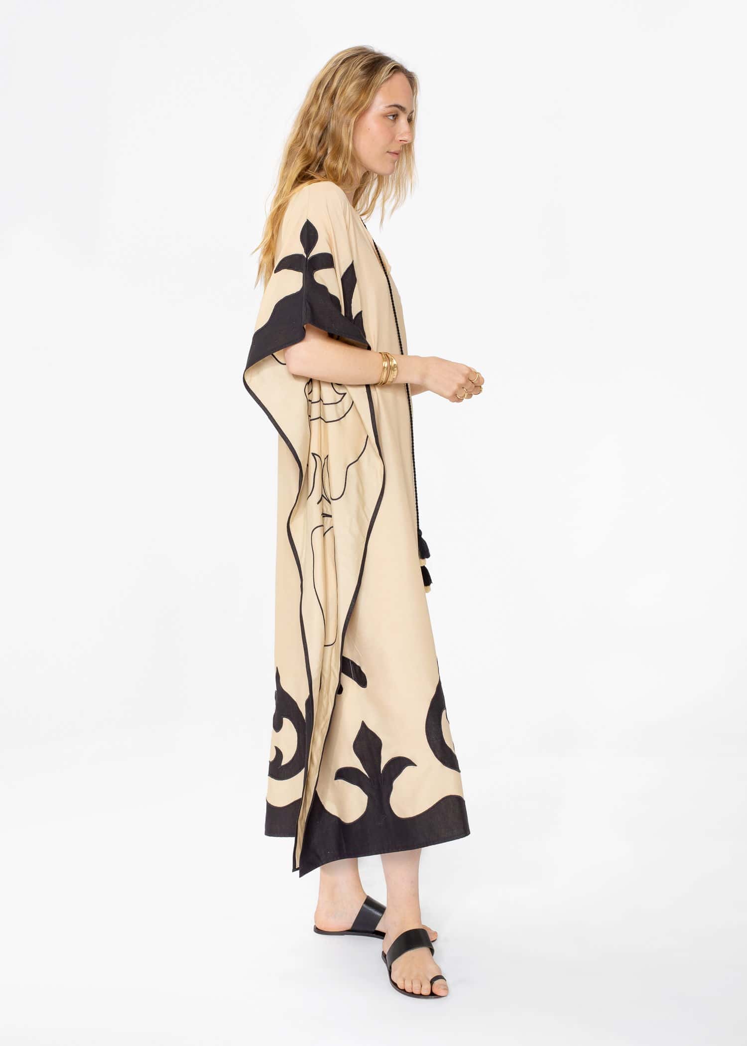 GARBO Pitkä kuviollinen kaftaani - Beige 5 - Indiska